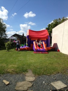 Just in case the ex-wife had a change of heart Big Al was hiding in the bouncy castle